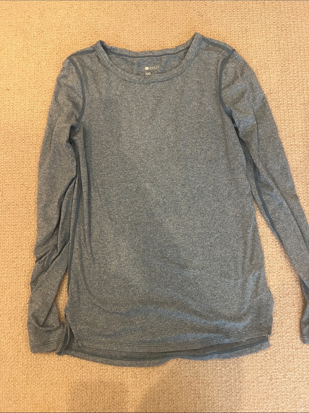 Zella Soft Heathered Slate Blue Scoop Neck Top